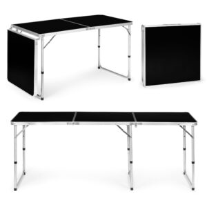 Stovyklavimo stalas, sulankstomas stovyklavimo stalas, juodas 180x60 cm stalviršis, MultiGarden