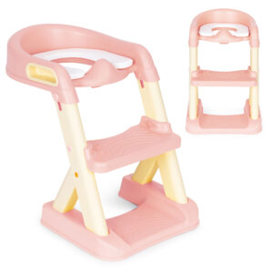 Vaikiška tualeto sėdynė su laipteliais, rožinė, ECOTOYS
