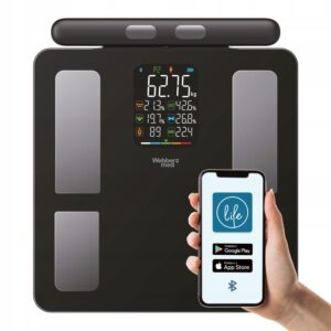 Analitinės vonios svarstyklės 15 parametrų Apple Health Google Fit SCALA WEBBER