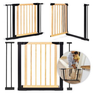 Apsauginiai varteliai, 74-100 cm, laiptams ir durims, metalas ir medis, papildomos sekcijos, ECOTOYS