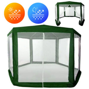 Komercinė sodo pavėsinė-palapinė, 2x2x2 m, su tinkleliu nuo uodų, žalia, MultiGarden