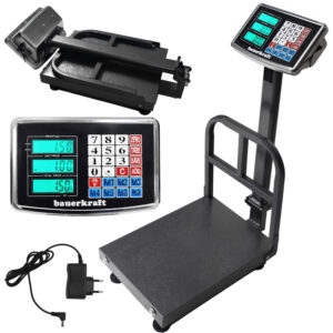 Elektroninės svarstyklės 200 kg, sandėliui, parduotuvei, platforminės, krovininės, pramoninės, LCD
