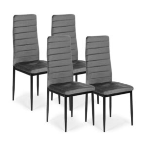 Kėdės su profiliuotu atlošu – PILKAS AKSOMAS – 4 vnt. komplektas - Image 1