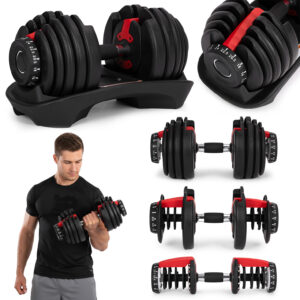 Reguliuojamas ketaus hantelis su stovu 2.5-24 kg, MOVEPRO - Image 1
