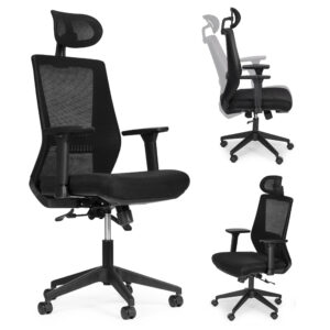 Ergonomiškas pasukamas biuro kėdė, reguliuojamo aukščio, juoda, ModernHome
