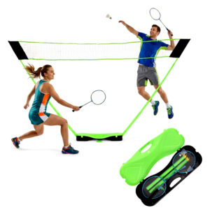 Badmintono rinkinys 300x156 cm sulankstomas tinklas, raketės, skraidukai, lagaminas, MOVEPRO