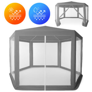 Sodo prekybinė palapinė 2x2x2 m su tinkleliu nuo uodų, pilka, MultiGarden