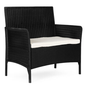 Dvivietė sodo sofa su pagalvėle, suoliukas balkonui, terasai, sodui, juoda, MultiGarden