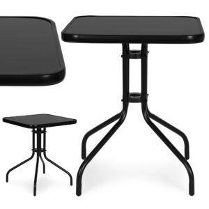 Kvadratinis sodo stalas 60 cm grūdinto stiklo stalas sodui, terasai, balkonui, juodas MultiGarden