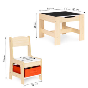 Vaikiškų baldų komplektas – stalas + 2 kėdės su kreidine lenta ECOTOYS - Image 10