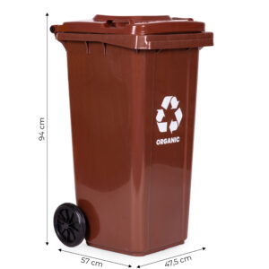 Šiukšlių konteineris 120L rudas, BIO su guminiais ratukais - Image 10