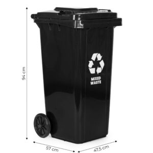 2 šiukšliadėžių rinkinys 2x120L juodos rudos mišrioms atliekoms BIO su guminiais ratukais - Image 10