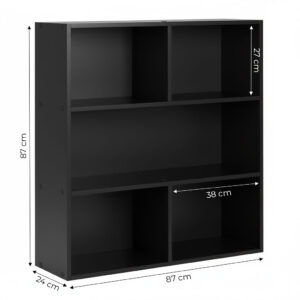 Moderni pastatoma lentyna svetainei ir miegamajam, 3 lentynos, juoda, ModernHome - Image 10