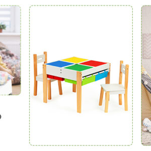 Medinių vaikiškų baldų komplektas: stalas + 2 kėdės ECOTOYS - Image 10