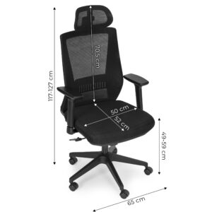 Ergonomiškas pasukamas biuro kėdė, reguliuojamo aukščio, juoda, ModernHome - Image 10