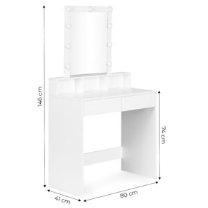 Kosmetinis staliukas su veidrodžiu ir LED apšvietimu, 3 spalvų ryškumo reguliavimas, ModernHome - Image 10