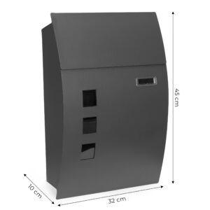 Ant sienos montuojama pašto dėžutė iš cinkuoto plieno, antracito spalvos, ModernHome - Image 10