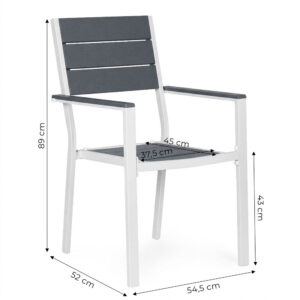 2 sodo kėdžių komplektas terasai balkonui iš HDPE plieno pilkos baltos spalvos MultiGarden - Image 10