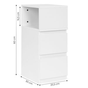 LED naktinis staliukas miegamajam, spintelė su 2 stalčiais, balta, ModernHome - Image 10