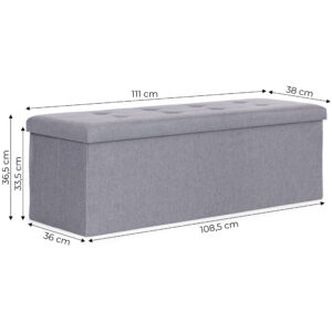 Kuoduotas pufas 111x38 cm su daiktadėže, minkštasuolis, šviesiai pilkas, ModernHome - Image 10