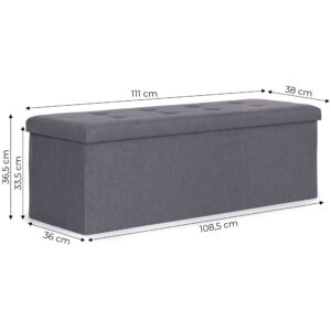 Kuoduotas pufas 111x38 cm su daiktadėže, minkštasuolis, šviesiai pilkas, ModernHome - Image 10