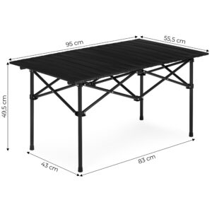 Sulankstomas stovyklavimo stalas 95x55 cm su nešiojimo krepšiu, juodas, MultiGarden - Image 10