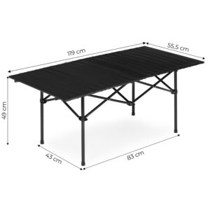 Sulankstomas kempingo stalas 120x55 cm su nešiojimo krepšiu, juodas, MultiGarden - Image 10