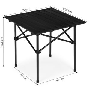 Sulankstomas kempingo stalas 53x55 cm su nešiojimo krepšiu, juodas, MultiGarden - Image 10