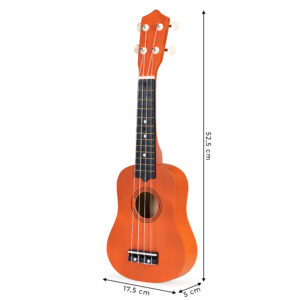 Medinė vaikiška ukulelė, 4 nailoninės stygos, ECOTOYS - Image 10