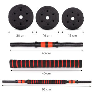 Reguliuojami hanteliai 2x10 kg štangų rinkinys 20 kg strypas, MOVEPRO - Image 10