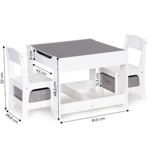 Medinių vaikiškų baldų komplektas: stalas su kreidine lenta + 2 kėdės ECOTOYS - Image 10