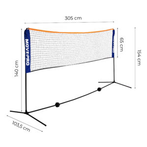 Universalus 305x140 cm 3-in-1 reguliuojamas tinklas badmintonui, tinkliniui ir tenisui su krepšiu, MOVEPRO - Image 10