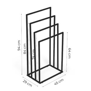 Metalinis pastatomas rankšluosčių stovas su 4 laikikliais, juodas, ModernHome - Image 10