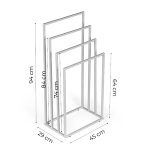 Metalinis pastatomas rankšluosčių stovas su 4 laikikliais, baltas, ModernHome - Image 10
