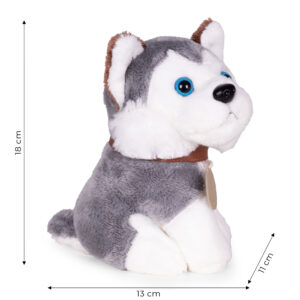 Pliušinis šuniukas krepšyje Husky žaislas vaikams + priežiūros šepetys - Image 10