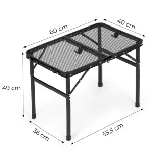 Turistinis kempingo stalas 60x40 cm, sulankstomas į lagaminą, juodas, MultiGarden - Image 10