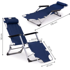 Sodo paplūdimio gultas, sulankstomas 2-in-1, mėlynas, MultiGarden - Image 10
