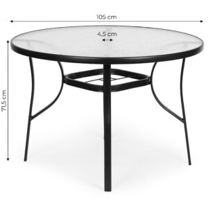 Apvalus sodo stalas 80 cm, terasai, sodui, balkonui, grūdintas stiklas, skylė skėčiui, MultiGarden - Image 10