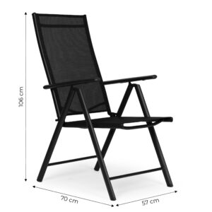 Sulankstoma plieninė sodo kėdė su reguliuojamu atlošu, juoda, MultiGarden - Image 10