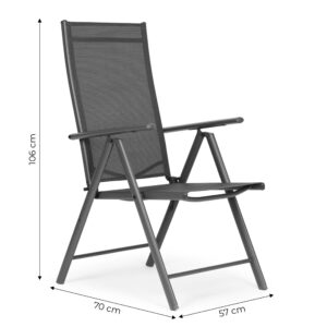 Sulankstoma plieninė sodo kėdė su reguliuojamu atlošu, pilka, MultiGarden - Image 10