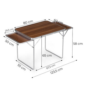 Sulankstomas stovyklavimo stalas 120x60 cm, lagamino tipo su 2 lentynomis, rudas, MultiGarden - Image 10