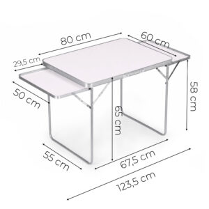 Turistinis stalas 120x60 cm, sulankstomas į lagaminą, 2 lentynos, baltas MultiGarden - Image 10