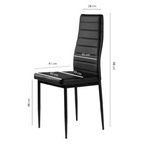 Eko-odos kėdės svetainei ir valgomajam, 4 vienetų komplektas, juodos spalvos, ModernHome - Image 10