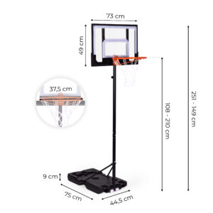 Laisvai pastatomas reguliuojamas krepšinio stovas iki 210 cm su lenta ir lanku MOVEPRO - Image 10