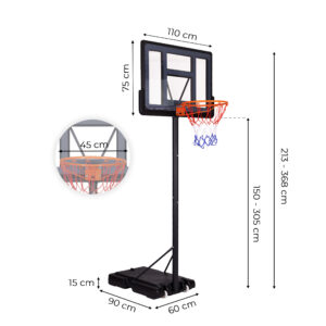 Reguliuojamas laisvai pastatomas krepšinio stovas iki 305 cm su lenta ir lanku MOVEPRO - Image 10