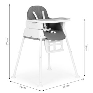 Sulankstoma vaikiška maitinimo kėdutė 3-in-1, pilka, ECOTOYS - Image 10
