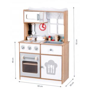 Medinė žaislinė virtuvėlė vaikams su papildomais priedais, ECOTOYS - Image 10