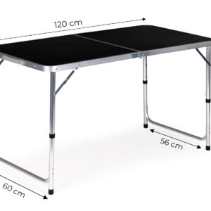 Turistinis stalas, sulankstomas kempingo stalas, juodas stalviršis, 120x60 cm, MultiGarden - Image 10