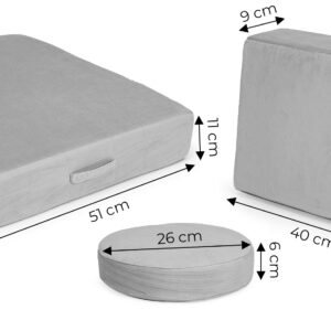 Didelė sulankstoma modulinė sofa vaikams „pasidaryk pats“, 8 minkštos pagalvės – pilka ECOTOYS - Image 10