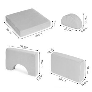 Didelė 2 vietų modulinė sulankstoma sofa vaikams „pasidaryk pats“ su 10 minkštų pagalvių – pilka ECOTOYS - Image 10